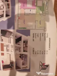 Apartament 3 camere, 78 mp, zona George Enescu 