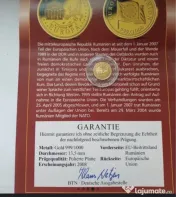 Moneda aur Aderarea Romaniei la UE din 2007 cu Certificat 1.23 grame 