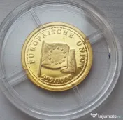 Moneda aur Aderarea Romaniei la UE din 2007 cu Certificat 1.23 grame 