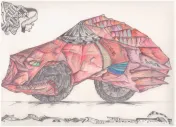 Tablou in creion - Autovehicul egiptean#6 
