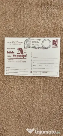 Carte postala necirculata Bilete de papagal,foarte veche,cu aniversarea a 100 ani de la nasterea lui Tudor Arghezi in 1880