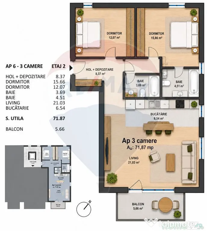 Apartament cu 3 camere de vânzare zonă semicentrală - ...