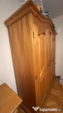 Dulap si pat lemn natur BERN