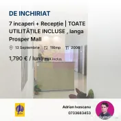 Spațiu birou – TOATE UTILITĂȚILE INCLUSE, langa Pros... 