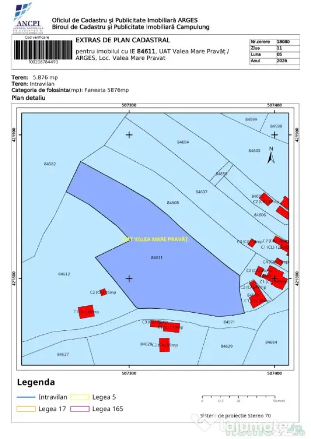 Vânzare teren intravilan 5867 mp – Valea Mare-Pravăț, județul Argeș