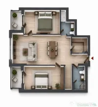 Apartament 3 camere, 2 bai, 2 balcone, CF, parcare, boxa, Zo 