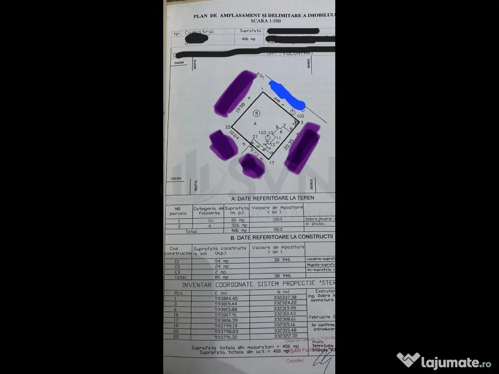 Teren Intravilan 406 mp Deschidere 20 ml de Voluntari Ilfov
