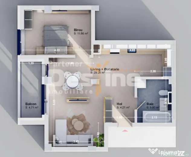 Apartament 2 camere open space etaj 1 Rediu + loc parcare