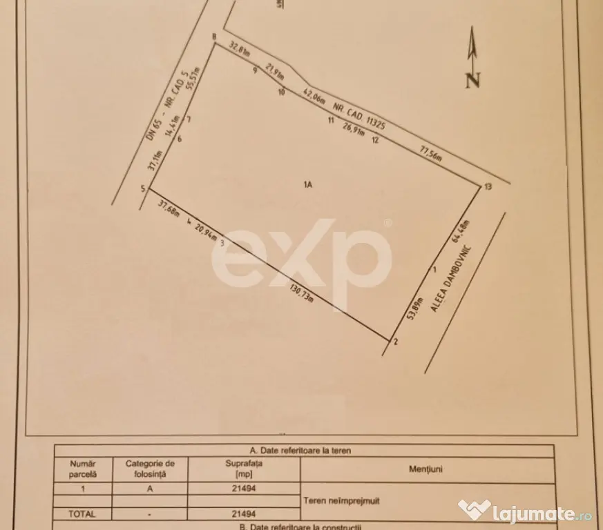 ALBOTA | Teren intravilan 21.494 mp | Deschidere DN5 – 107