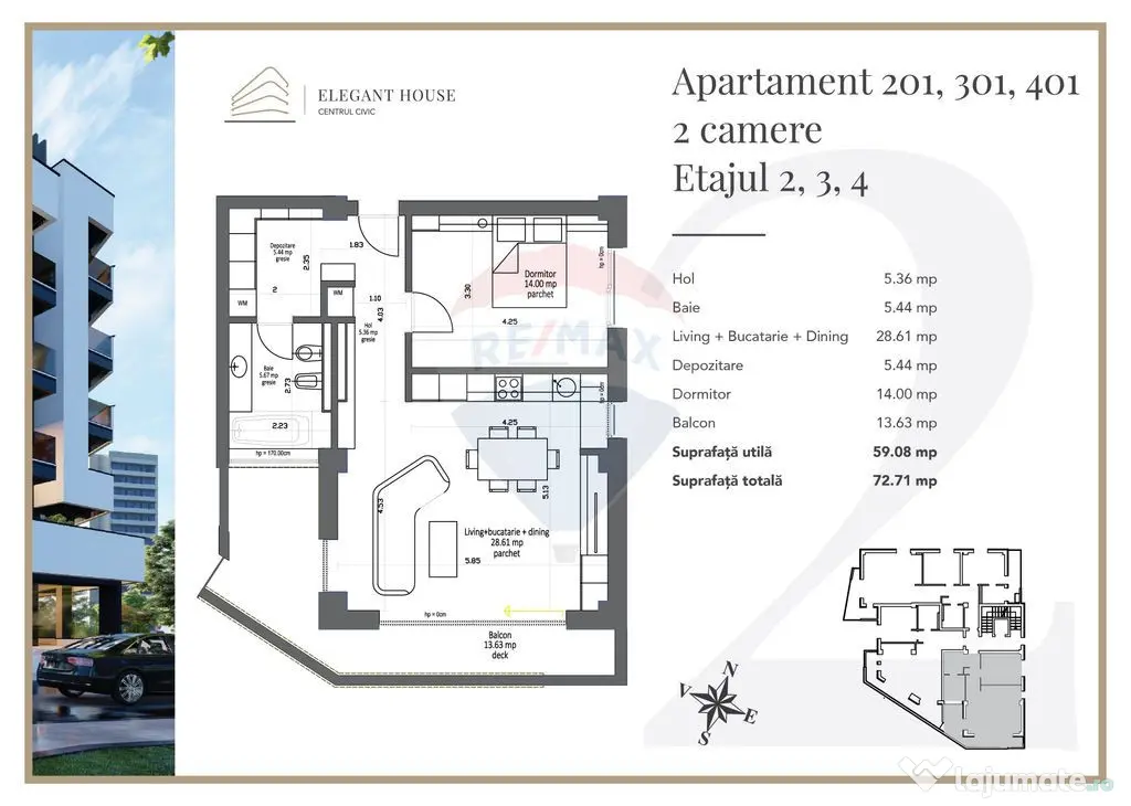 Apartament 2 camere ultracentral cu vedere spre Tâmpa I ...