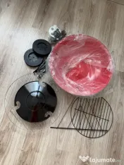 Gratar de gradina pe lemne, din otel, cu capac 