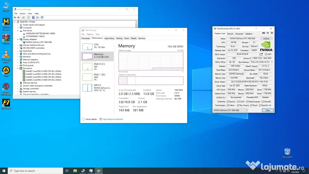 Unitate PC i5 6500 16GB DDR3 1600MHz Nvidia GTX 1060 6GB
