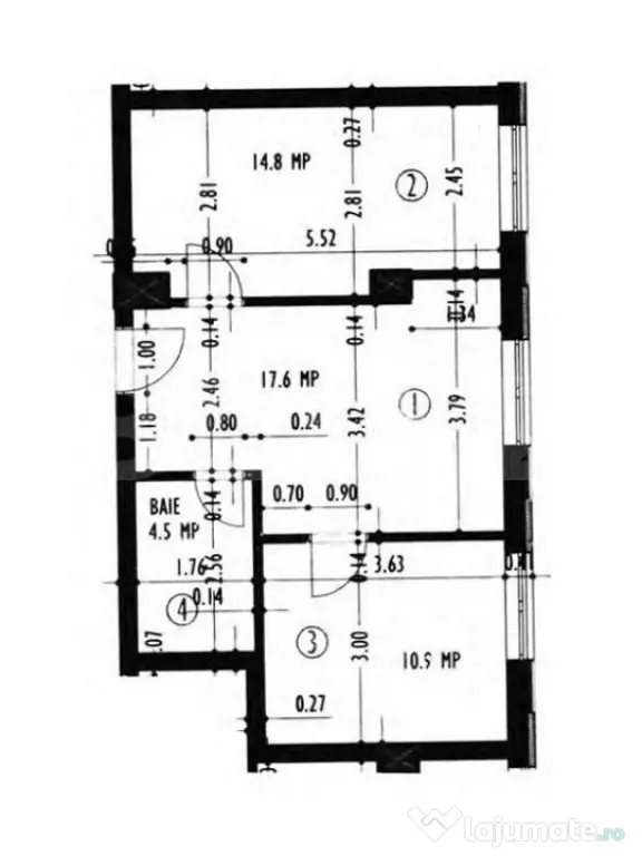 Apartament cu C.F. 3 camere in bloc nou, Mărăști