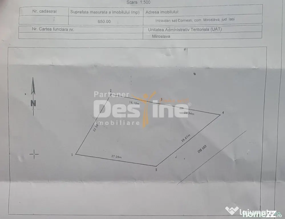 TEREN intravilan - CORNESTI 650 MP, 29.900 EURO