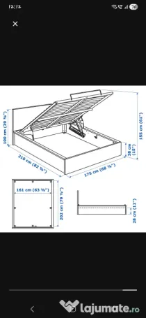 Pat Ikea 160x200 + saltea Jysk