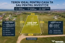 Teren intravilan 680 mp, PUZ in lucru, toate utilitățile,