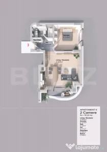 Apartament 2 camera, 52.22 mp, zona Pacurari - Rediu