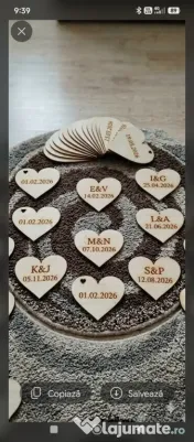 Mărturii Nuntă / Botez Personalizate din Lemn – Magneți Handmade