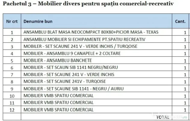 Pachet 3- mobilier divers pentru spatiu comercial-recreativ