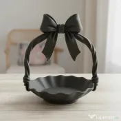 Suport Bijuterii Decorativ Tip Coșuleț cu Mâner Fundă 
