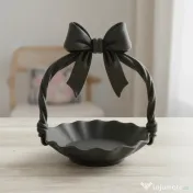 Suport Bijuterii Decorativ Tip Coșuleț cu Mâner Fundă 