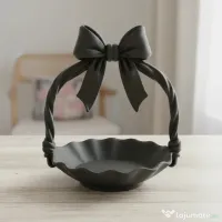 Suport Bijuterii Decorativ Tip Coșuleț cu Mâner Fundă 