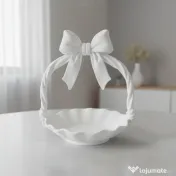 Suport Bijuterii Decorativ Tip Coșuleț cu Mâner Fundă 