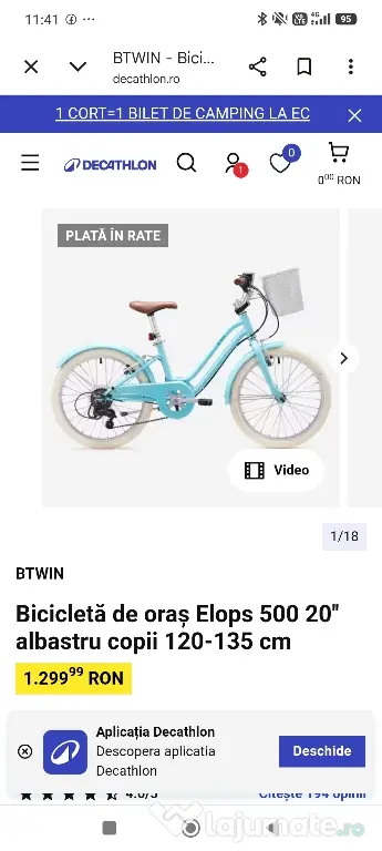 Bicicleta b-twin 20"