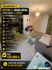 Sector 4 Grand Arena Apartament 3 camere 2 bai Mobilat si Ut 