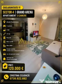 Sector 4 Grand Arena Apartament 3 camere 2 bai Mobilat si Ut