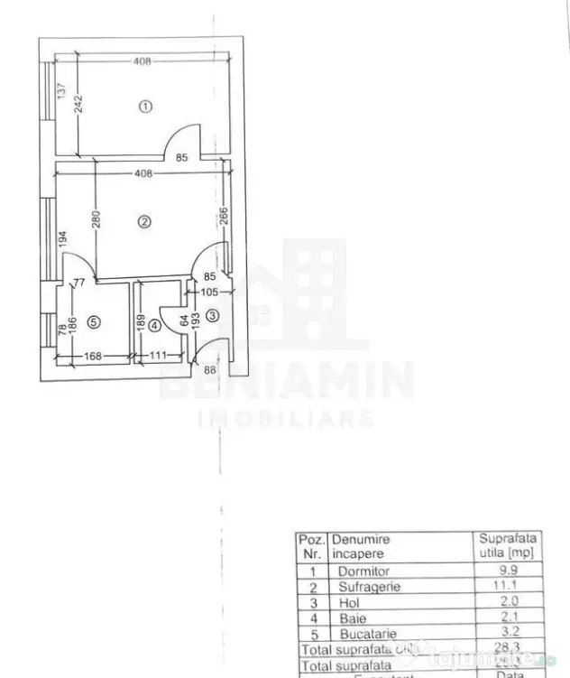 Apartament 2 camere Parter Valea Rosie 28mp -teava de gaze