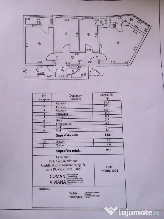 72Mp, apartament 3 camere, Vidin