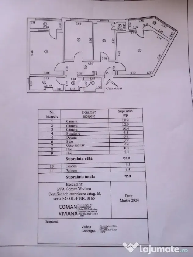 72Mp, apartament 3 camere, Vidin