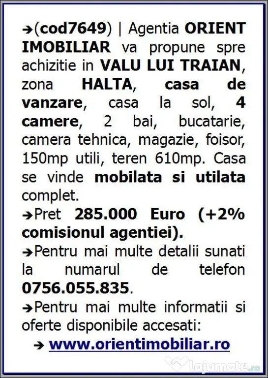 Valu lui Traian, casa de vanzare, 4 camere, spatioasa