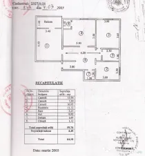 Apartament 3 Camere, Decomandate, Baie cu geam, 64m2, Mazepa