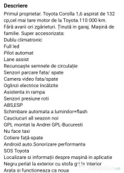 Se vinde Toyota Corolla 1,6 benzina 