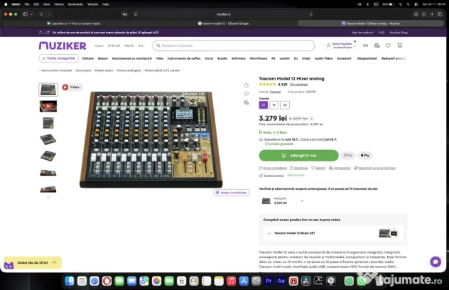 Tascam Model 12–Mixer Audio /Recorder Multitrack /Interfață USB–Stare Impecabilă