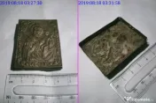 Icoana Veche Unicat cca Sec. XlX din Alama in Relief 