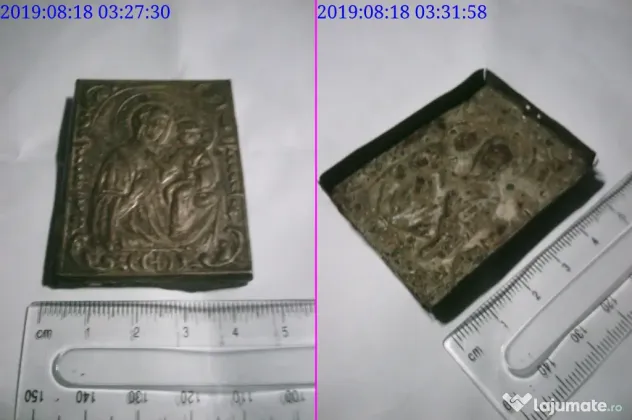Icoana Veche Unicat cca Sec. XlX din Alama in Relief