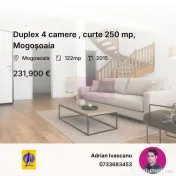 Duplex 4 camere , curte 250 mp, Mogoșoaia 
