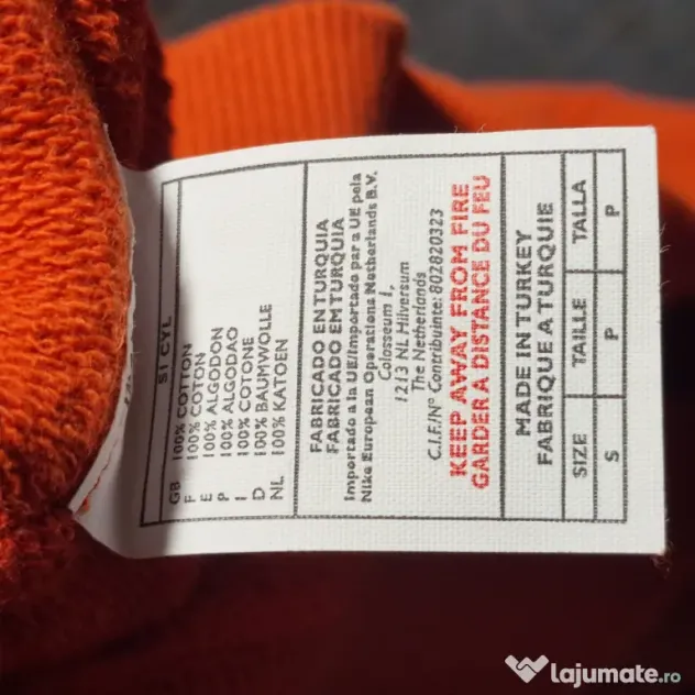Bluză Nike Vintage Oversized Portocalie S Bărbați Nouă cu Etichetă