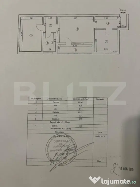 Apartament 2 camere, 51 mp, zona Tatarasi