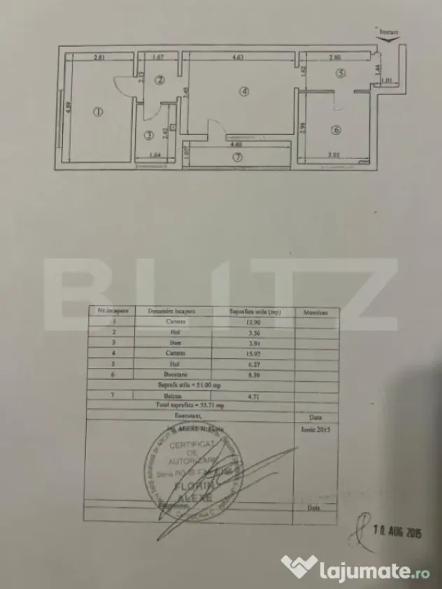 Apartament 2 camere, 51 mp, zona Tatarasi