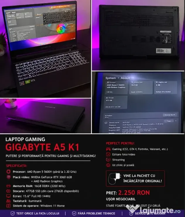 Laptop Gaming GIGABYTE A5 K1