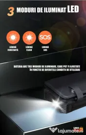 Baterie Externa Solara, Power Bank 8000 mAh, 4 Panouri,Lightning, Waterproof