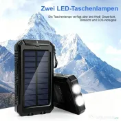 Încărcător Solar (Power Bank Solar) 30.000 mAh + Lanterna cu doua lumini