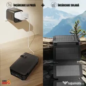 Baterie Externa Solara, Power Bank 8000 mAh, 4 Panouri,Lightning, Waterproof