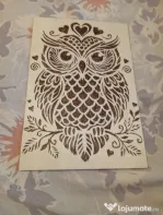 Tablou Pirogravat Manual – Bufnița Înțeleaptă / Detalii Spectaculoase pe Lemn