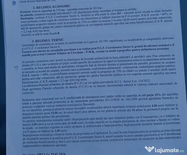 Teren intravilan 302 mp , urbanism , P+4, toate utilitățil