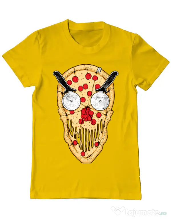 Tricou ADLER barbat Pizza skull Galben